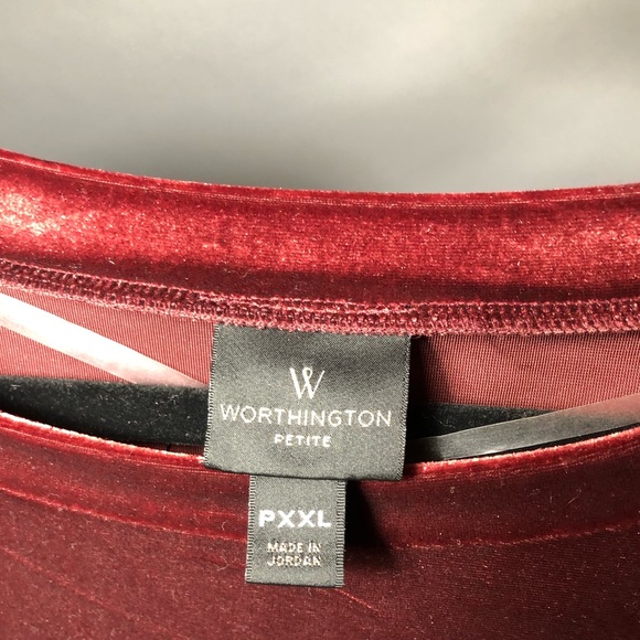 Worthington Woman Maroon Velvet Ruffle Top - Picture 4 of 4